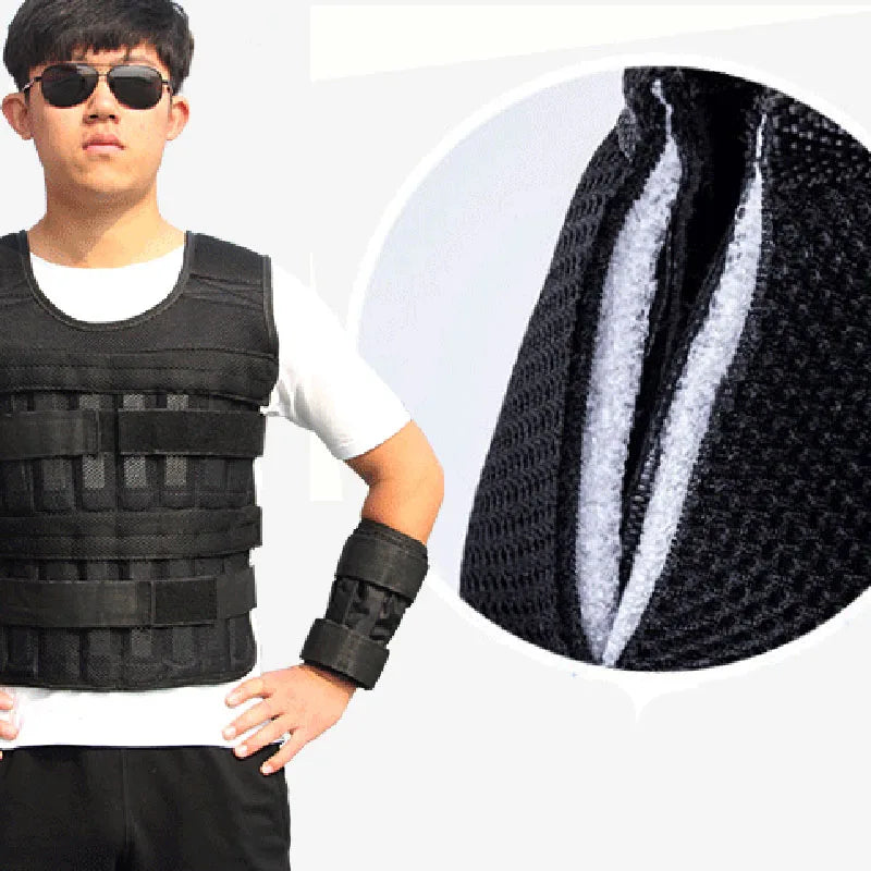 Adjustable Weighted Vest (Plates Not Included) Black Fitness - Tophatter Daily Deals