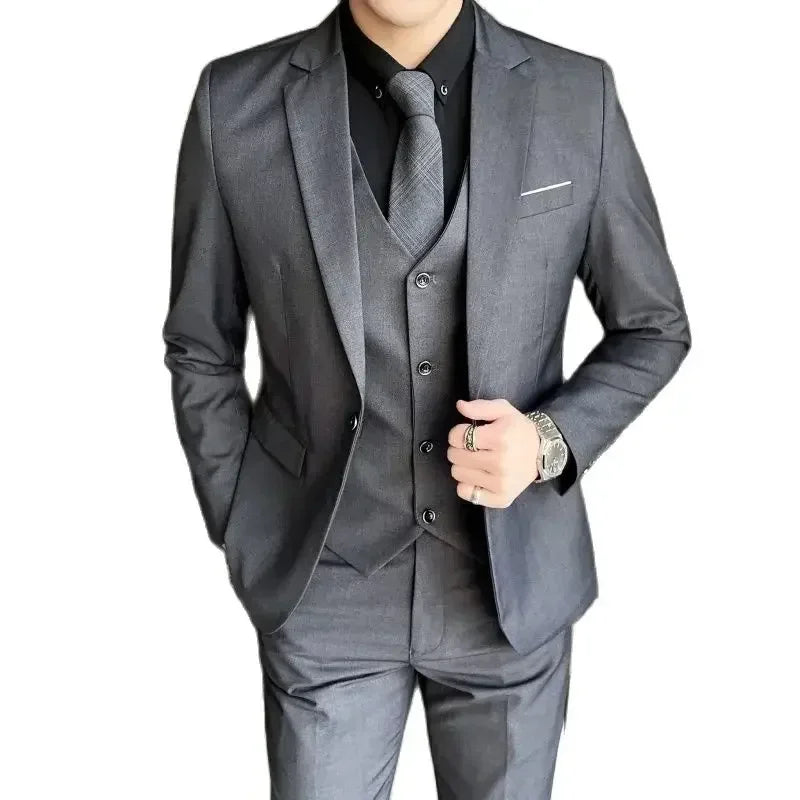 Mens Formal Suit Set Blazer Vest Pants (Gray) Apparel & Accessories > Clothing > Suits - Tophatter Daily Deals