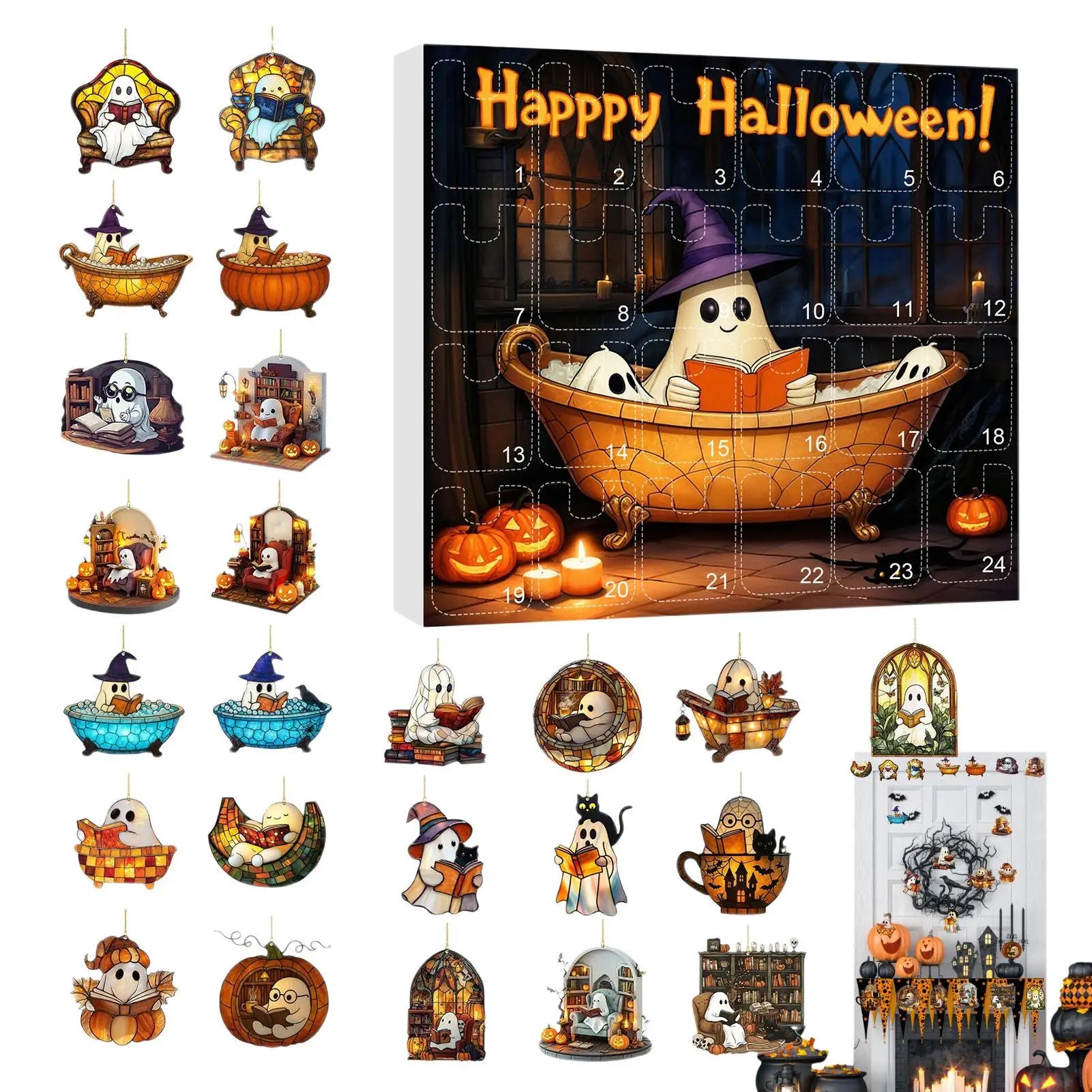 Halloween Countdown Calendar 24 Acrylic Ghosts Decor - Tophatter Daily Deals