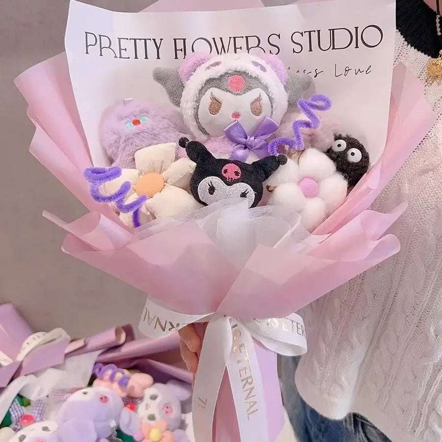 Sanrio Kuromi Plush Toy Bouquet Pink x Lilac Flowers - Tophatter Daily Deals