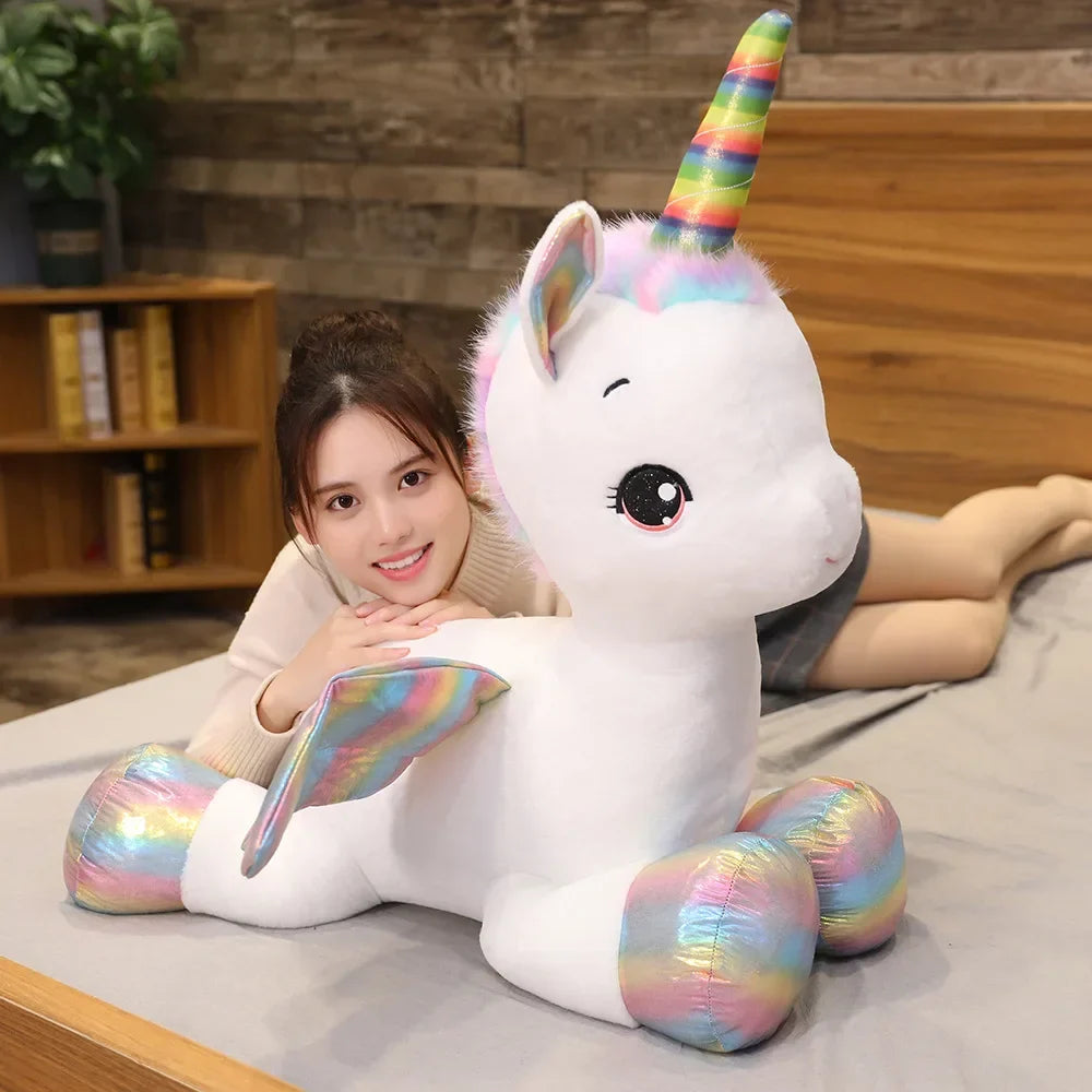 Unicorn Dream Rainbow Plush Toy High Quality Pink Horse Sweet Girl Home Decor Sleeping Pillow Gift For Kids up to 100cm Mythical - Tophatter Daily Deals