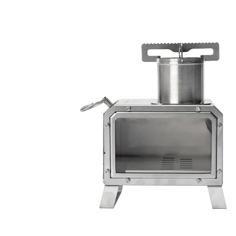 Portable Wood Firewood Square Stove Silver Camp Cooking - Tophatter Daily Deals