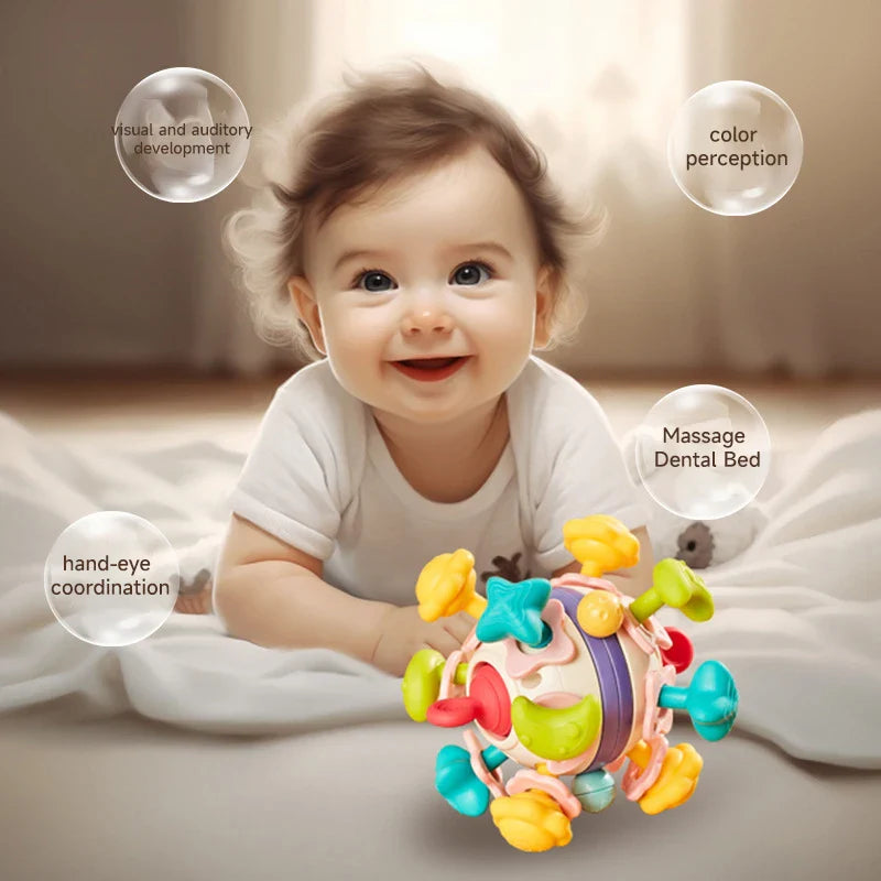 Baby Teether Rattle Hand Grip Sensory Ball Toy Newborn - Tophatter Daily Deals