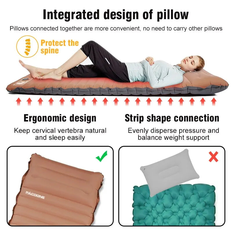 10cm Self-Inflating Air Mattress Splicable Pad Brown Camping & Hiking - Tophatter Daily Deals