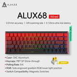 Mechanical Keyboard Sixty Mini Wireless ARGB Magnetic Hall ALUX68 Wired-Red - Tophatter Daily Deals