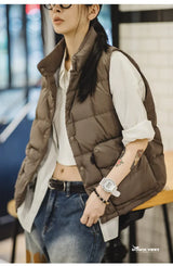 Lightweight Women's Down Vest - Boxy Quilted, Nylon Winter - Tophatter Daily Deals