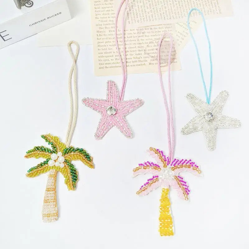 Coconut Tree Sequin Patch Keyring Bag Pendant Handmade - Tophatter Daily Deals