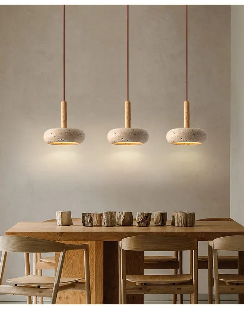 Japandi LED Pendant Lamp Yellow Stone Wabi Sabi Ambient Design - Tophatter Daily Deals