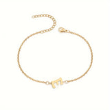 Initial Letter Bead Bracelet Thin Chain Minimalist Elegant E - Tophatter Daily Deals