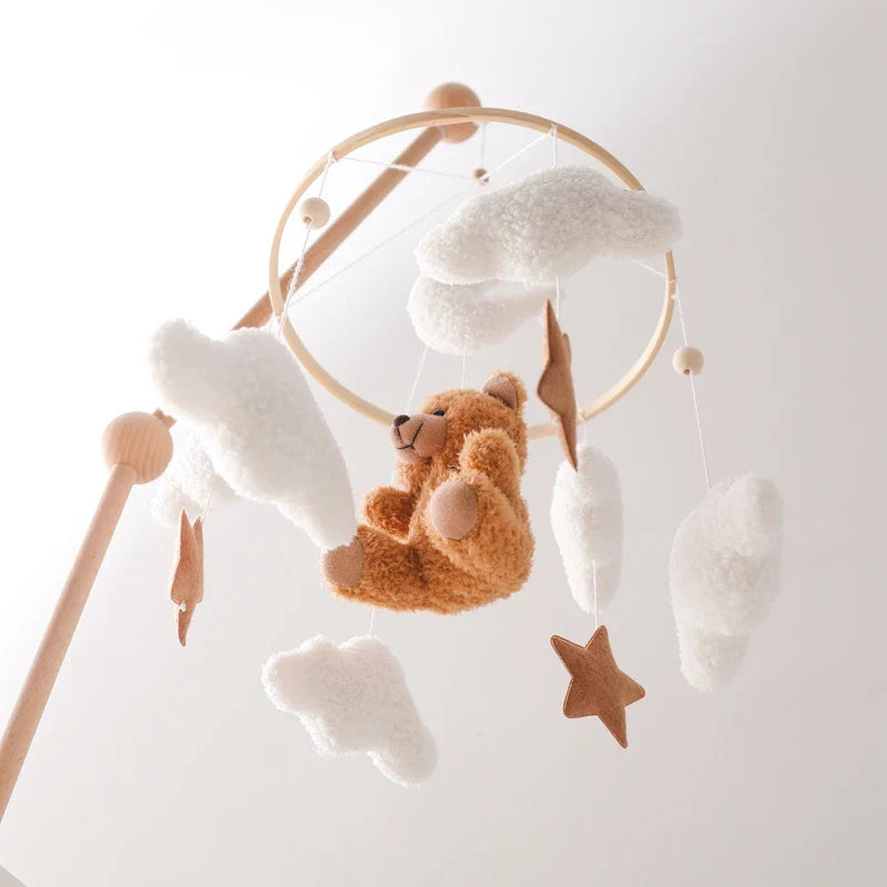 Wooden Crib Mobile Felt Bear Musical Newborn Sensory Toys - Tophatter Daily Deals