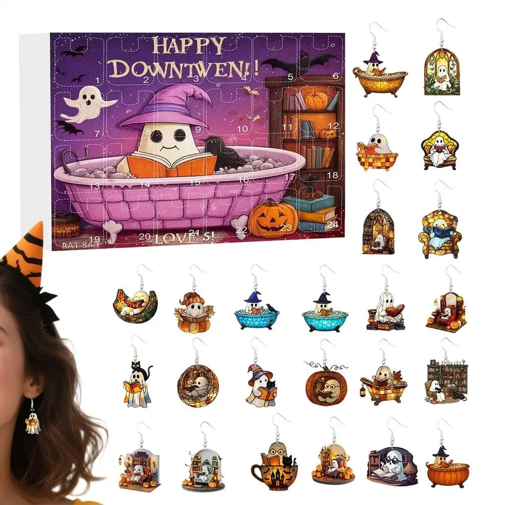 Halloween Advent Calendar Ghost Earrings 24 Day Set Red - Tophatter Daily Deals