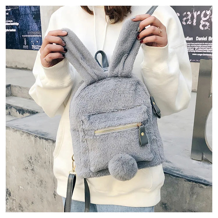 Faux Fur Mini Rabbit Ear Backpack Animals - Tophatter Daily Deals