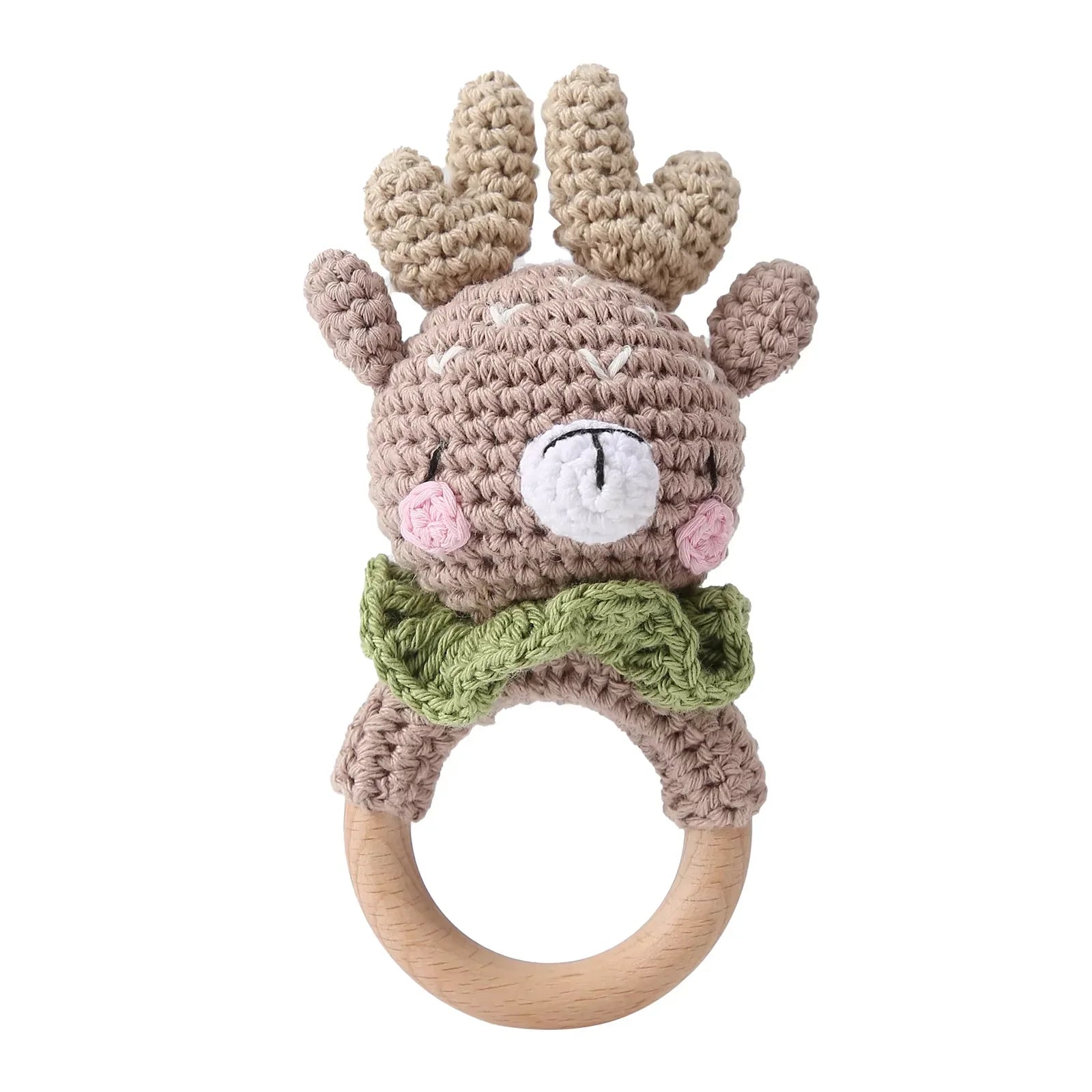 Baby Crochet Rattle Bunny Teether Newborn Sensory Toys Elk - Tophatter Daily Deals