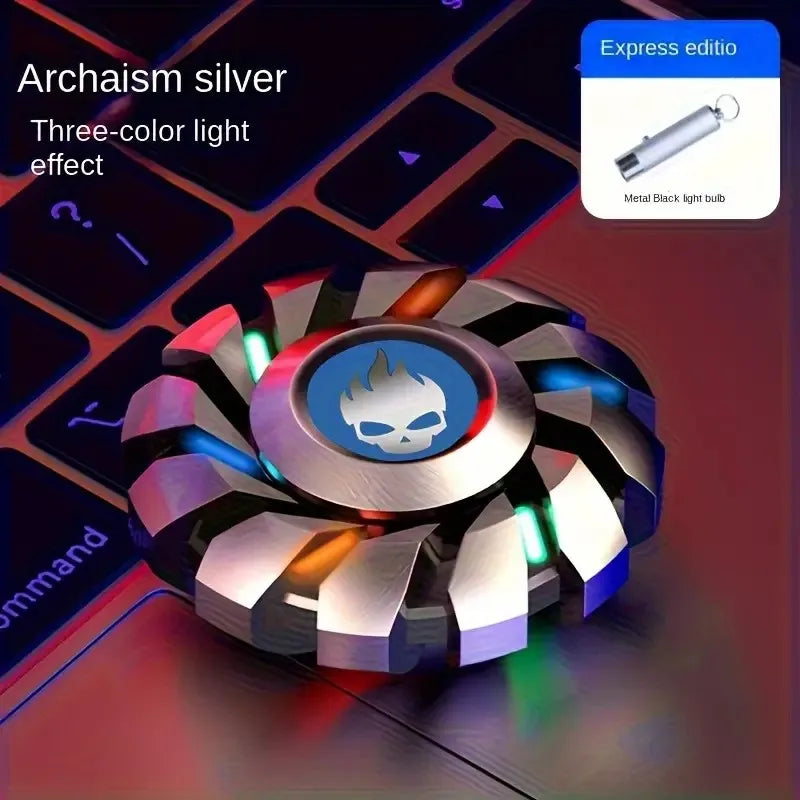Luminous Fidget Spinner Metal EDC Toy Rainbow Durable LED Sliver basic version - Tophatter Daily Deals