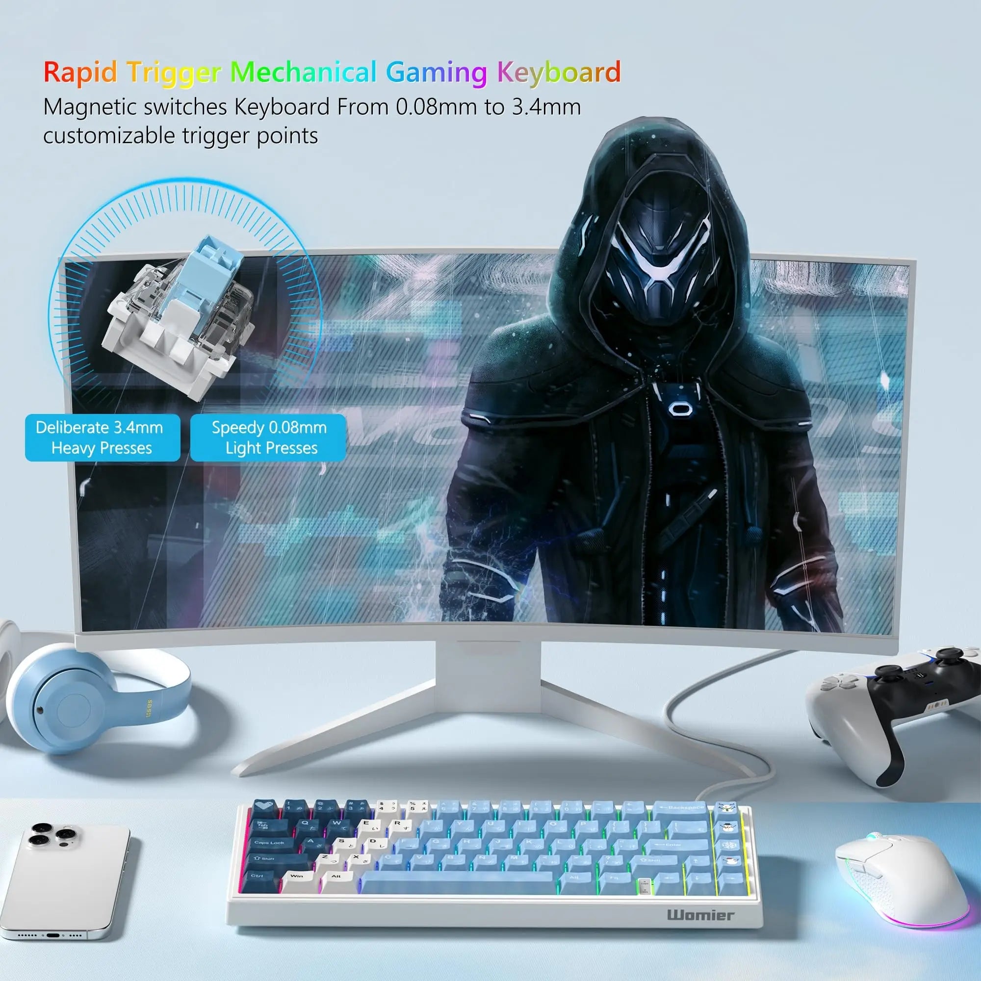Mechanical Keyboard 68-Key Hall Effect RGB Wired Compact - Tophatter Daily Deals