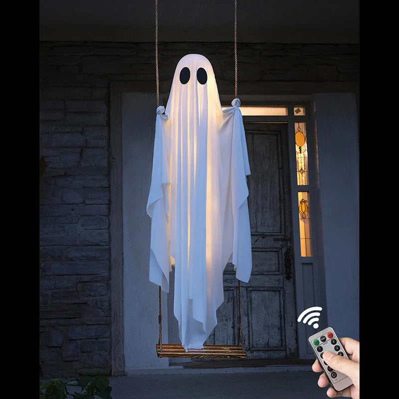 Hanging Swing Ghost Decoration Halloween 2025 Porch Lights - Tophatter Daily Deals