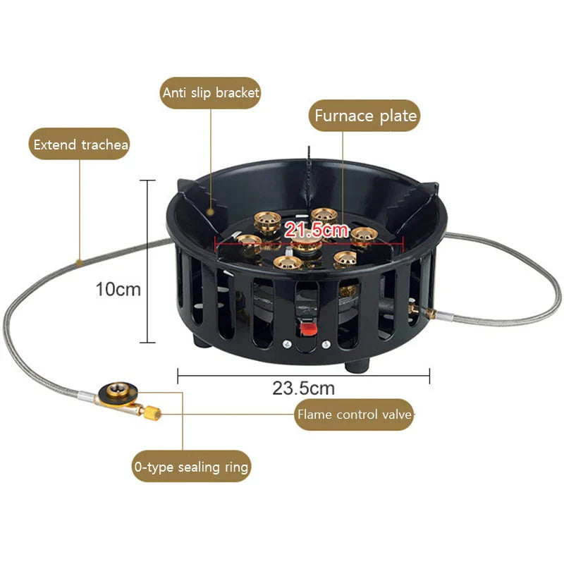 7-Core High-Power Camping Stove Gas Burner Black Camp Cooking - Tophatter Daily Deals