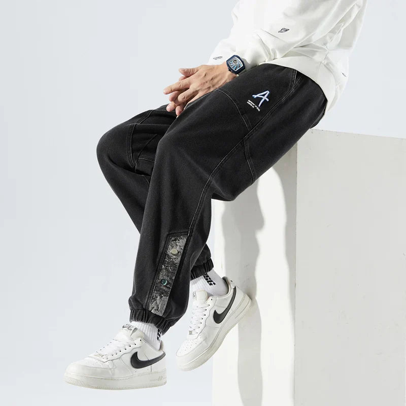 Stretchy Relaxed Men's Denim Joggers - Baggy Tapered, Denim - Tophatter Daily Deals