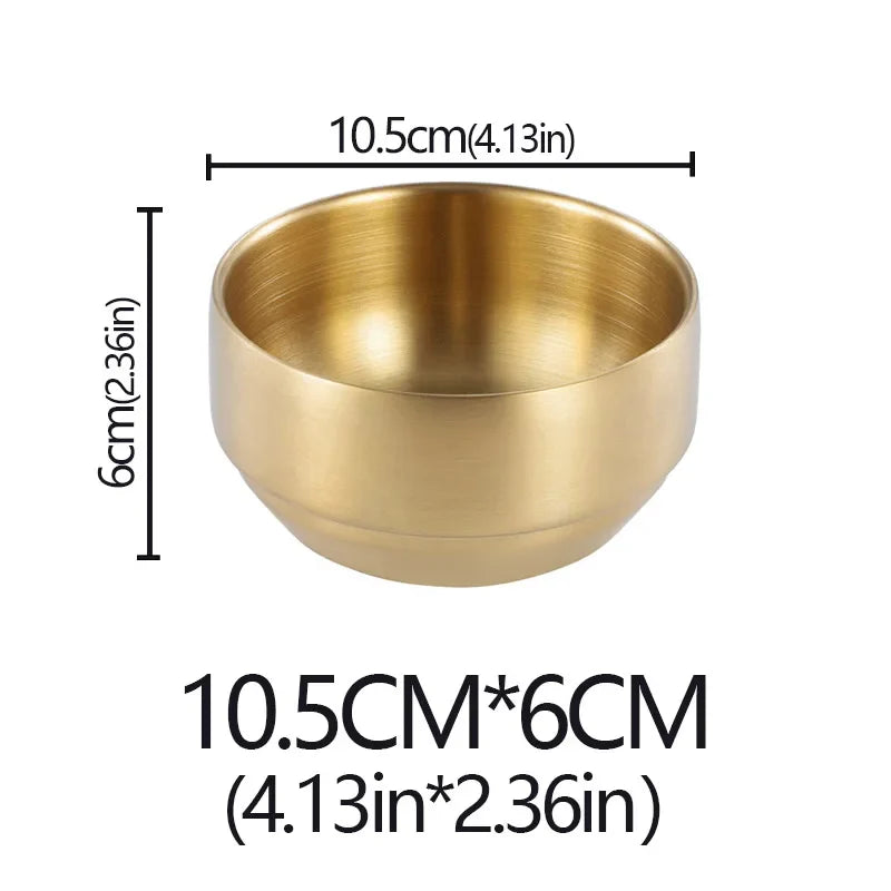 Stainless Steel Double Layer Rice Bowl With Lid Insulated gold-S-No lid - Tophatter Daily Deals