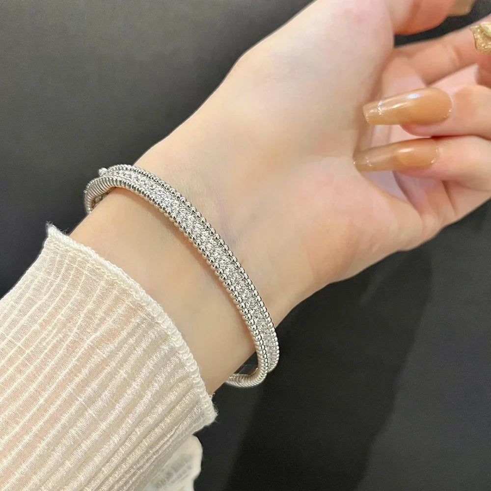 Moissanite 2mm Bracelet 18K Gold Plated Tennis Bangle - Tophatter Daily Deals