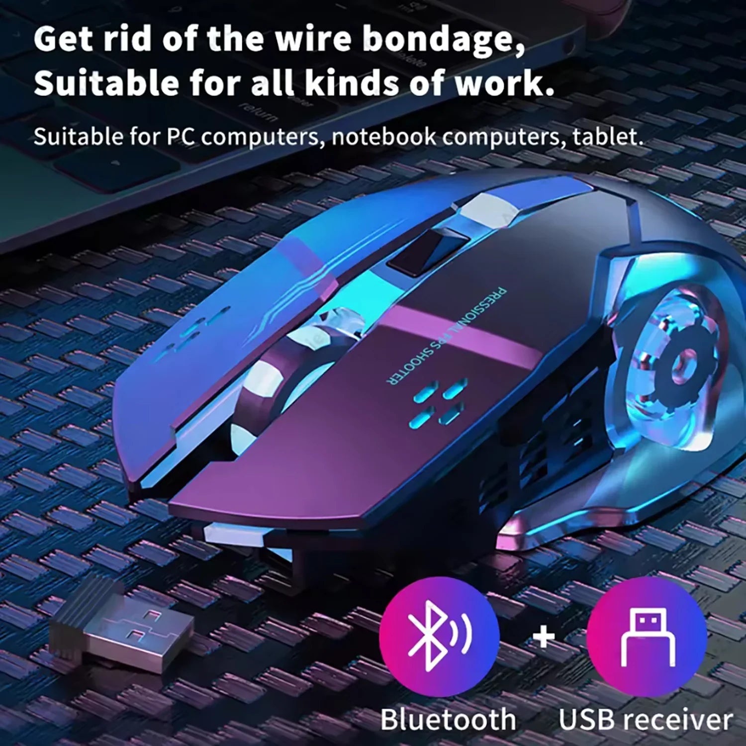 Wireless Rechargeable Gaming Mouse Bluetooth Silent Backlit - Tophatter Daily Deals