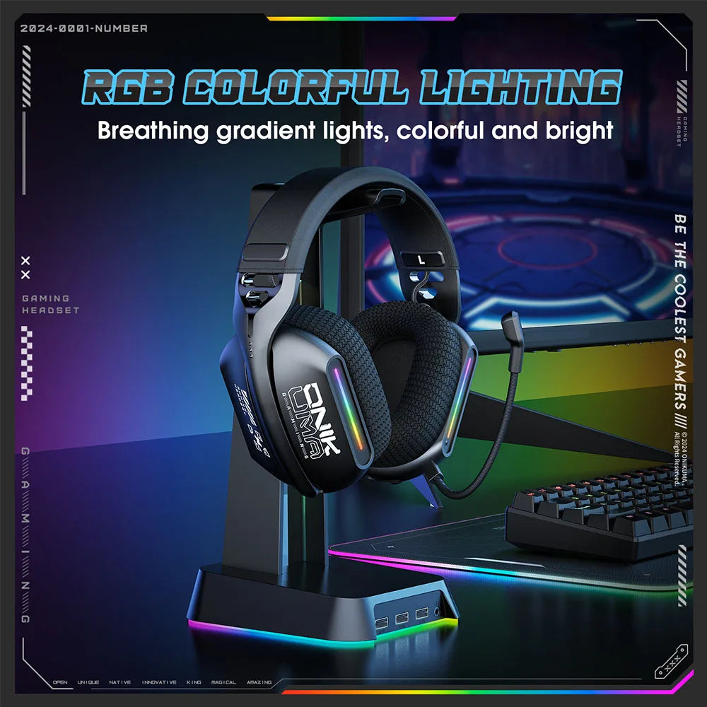Wireless Gaming Headset Tri Mode Bluetooth Wired Immersive - Tophatter Daily Deals