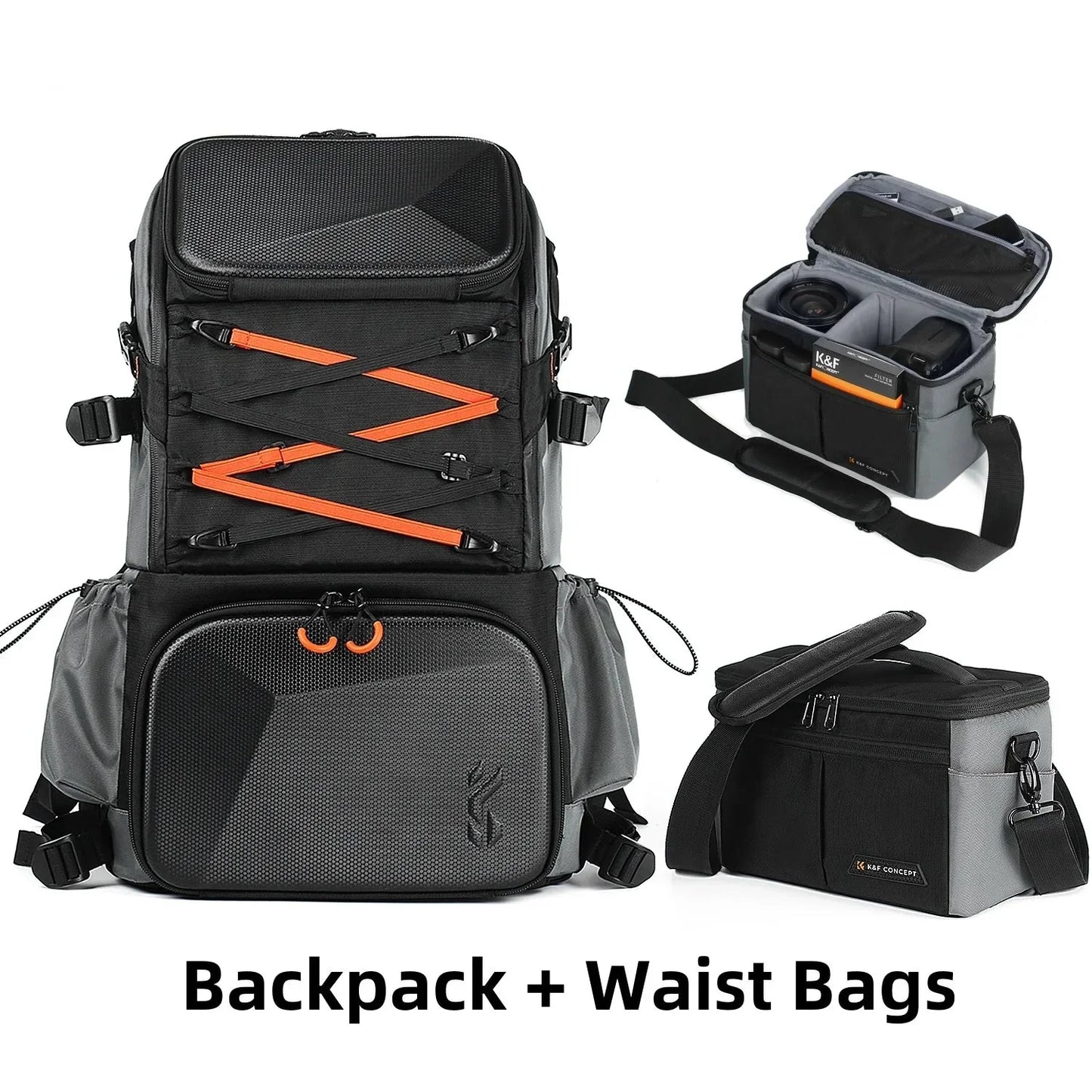 2-in-1 Camera Backpack And Sling Waist Bag Grey Backpacks - Tophatter Daily Deals