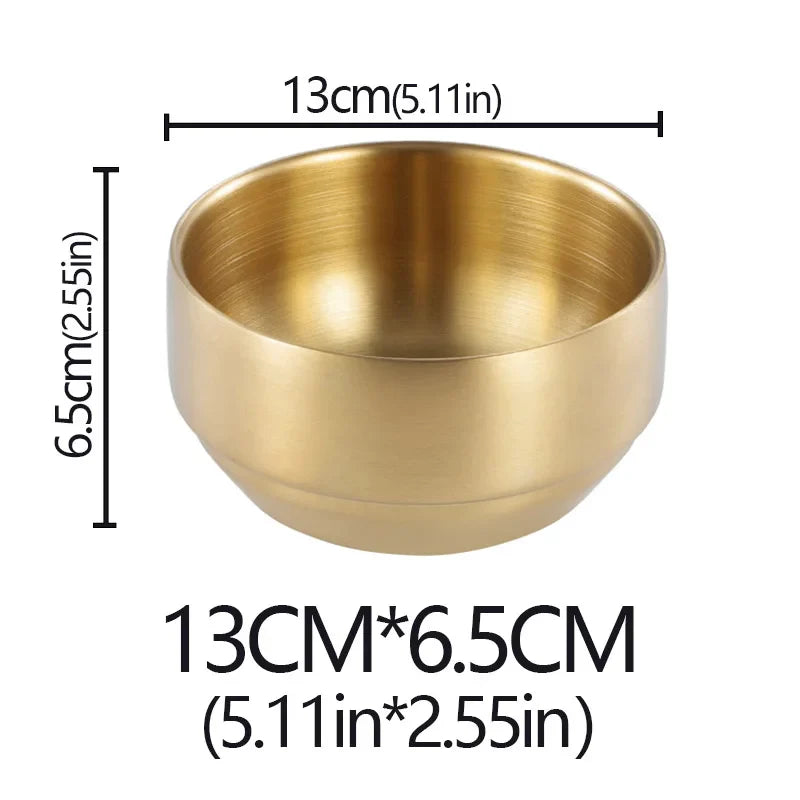 Stainless Steel Double Layer Rice Bowl With Lid Insulated gold-L-No lid - Tophatter Daily Deals