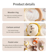 Wooden Crochet Animal Teether Rattle Newborn Sensory Toys - Tophatter Daily Deals
