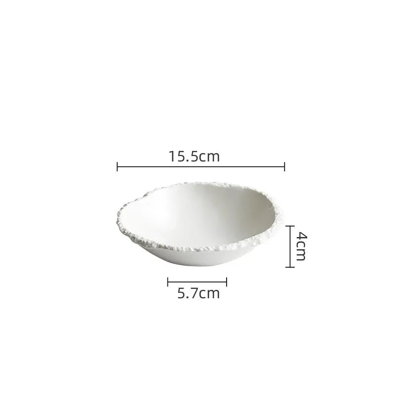 White Porcelain Rock Edge Soup Bowl Modern Tableware A 6inch - Tophatter Daily Deals
