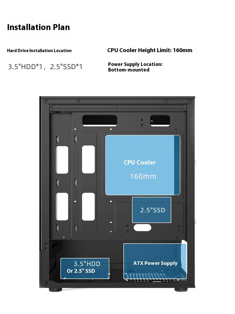 Mini ITX PC Case 240mm Water Cooling MicroATX Chassis - Tophatter Daily Deals