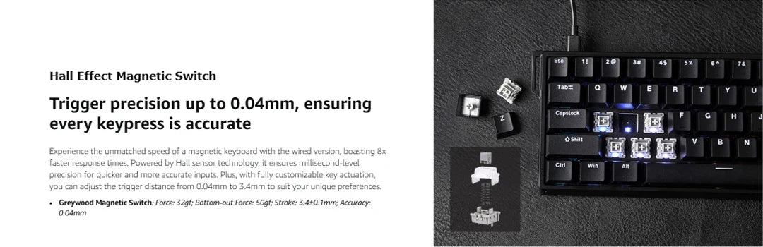 60 Percent Magnetic Mechanical Keyboard Hot Swap 8000Hz - Tophatter Daily Deals