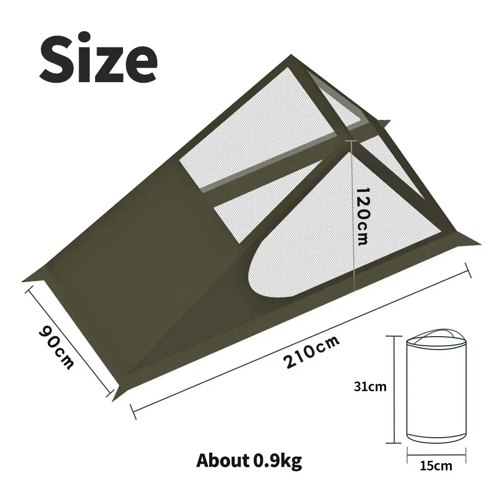Airy 1 Mesh Tent Backpacking Shelter with Dual Doors Green Tents - Tophatter Daily Deals