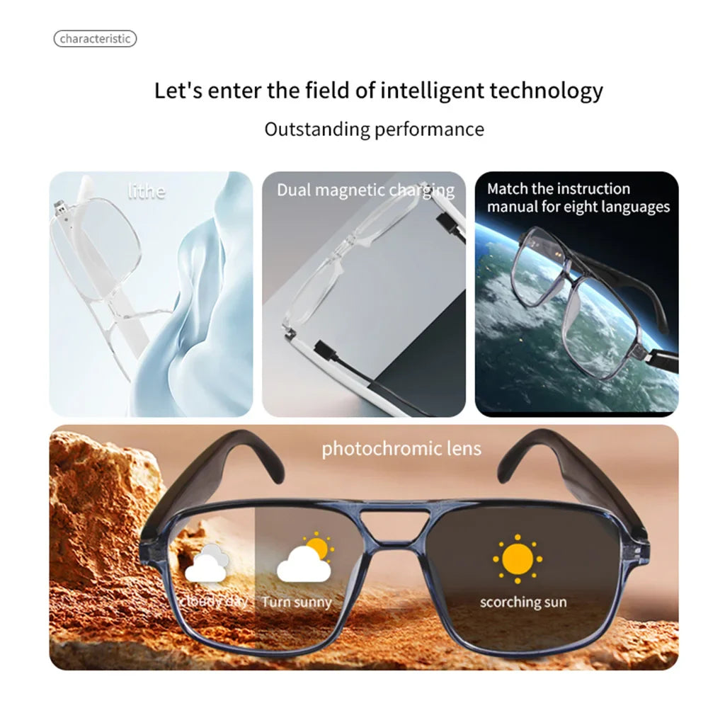Smart Bluetooth Photochromic Sunglasses With Audio Mic - Tophatter Daily Deals