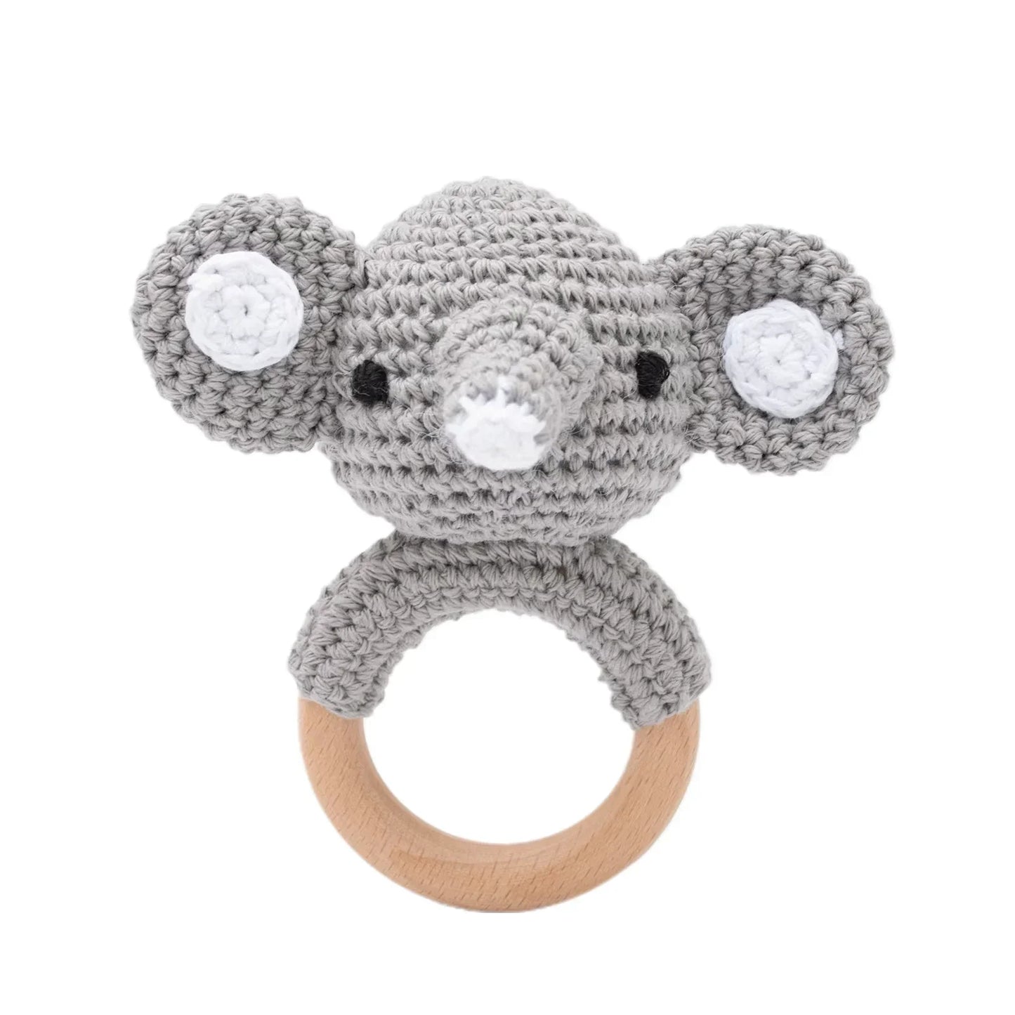 Baby Crochet Rattle Bunny Teether Newborn Sensory Toys Elephant - Tophatter Daily Deals