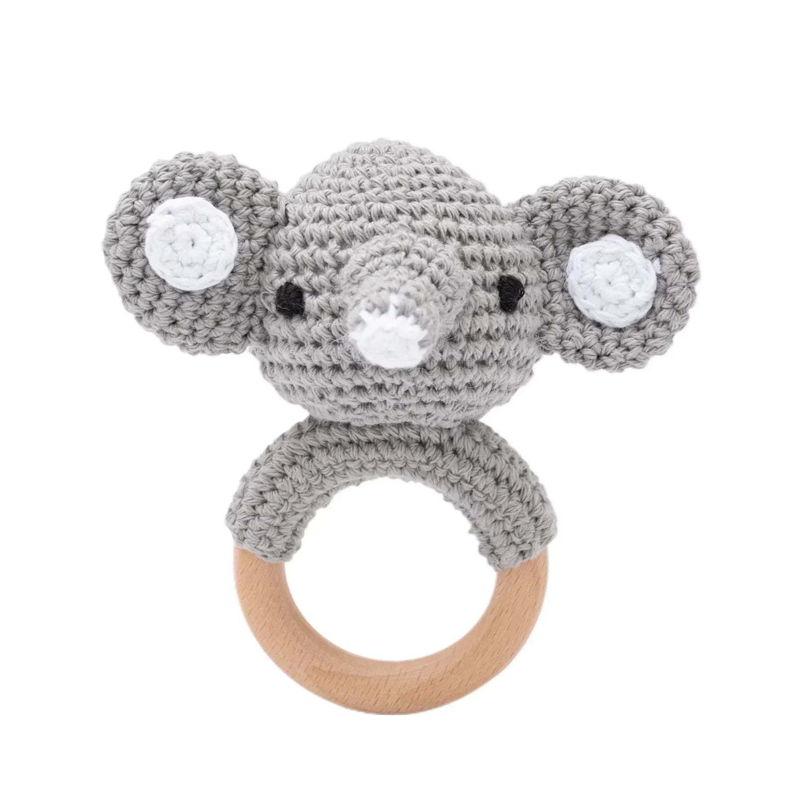 Baby Crochet Rattle Bunny Teether Newborn Sensory Toys Elephant - Tophatter Daily Deals