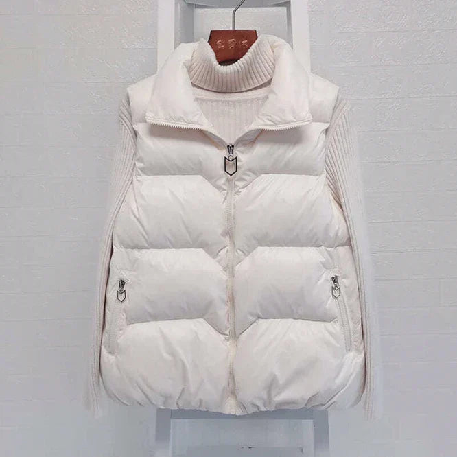 Insulating Women Vest - Loose Puffer, Polyester, Winter White - Tophatter Daily Deals