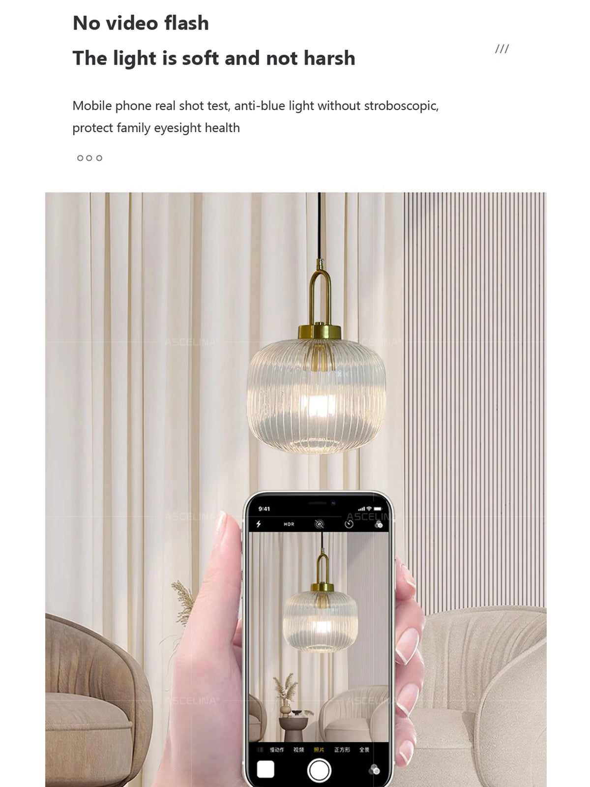 Japandi Glass Pendant Light Japanese Nordic Hanging Lamp Warm - Tophatter Daily Deals
