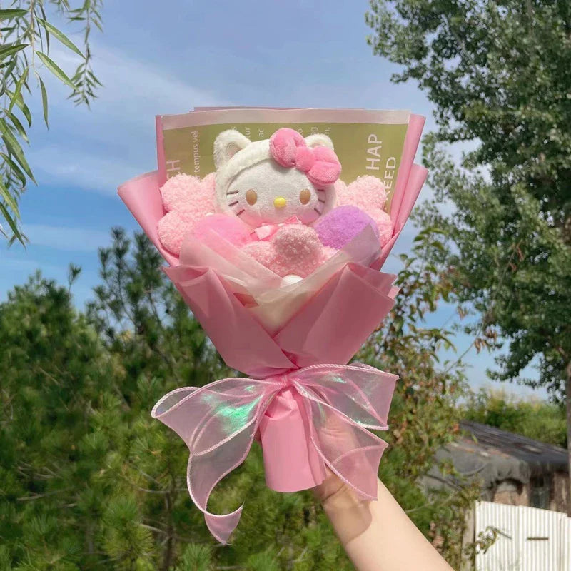 Sanrio Hello Kitty Plush Toy Flower Bouquet Pink Flowers - Tophatter Daily Deals