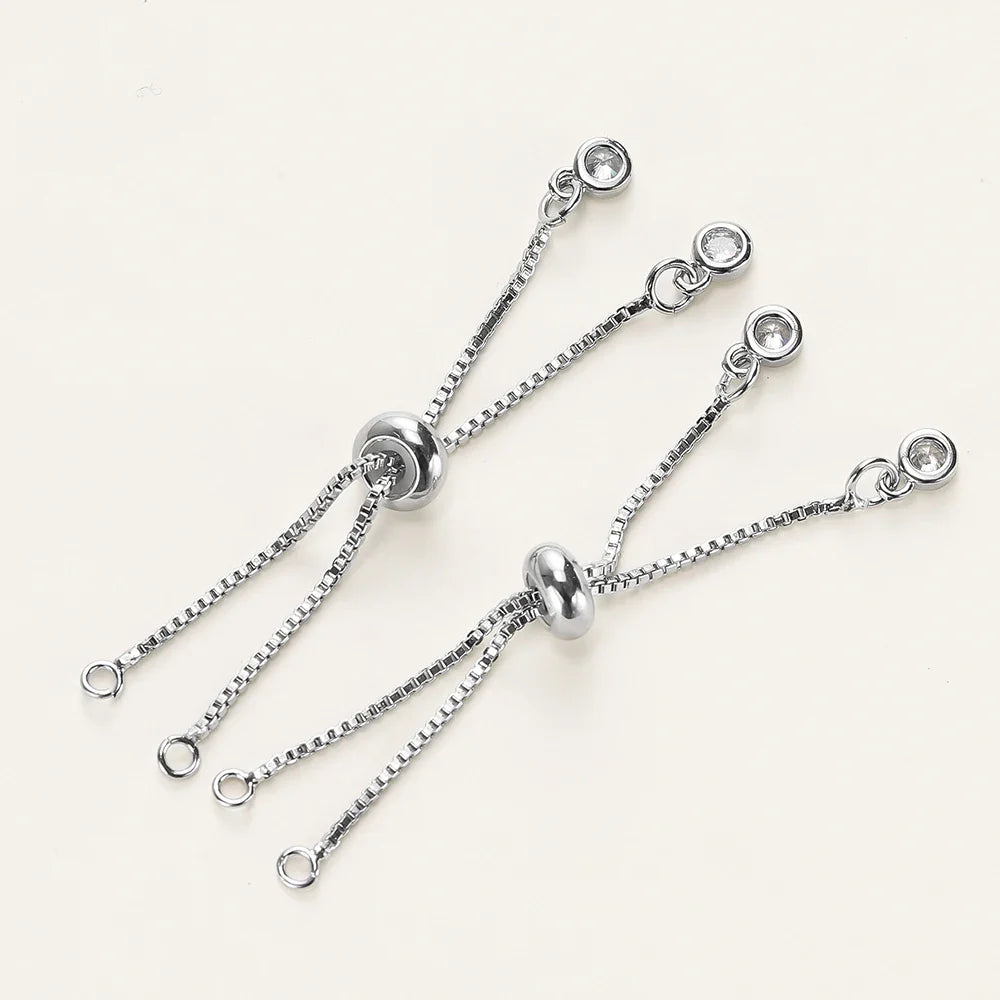 Adjustable Slider Chains For DIY Bracelet Making Accessories Platinum - Tophatter Daily Deals