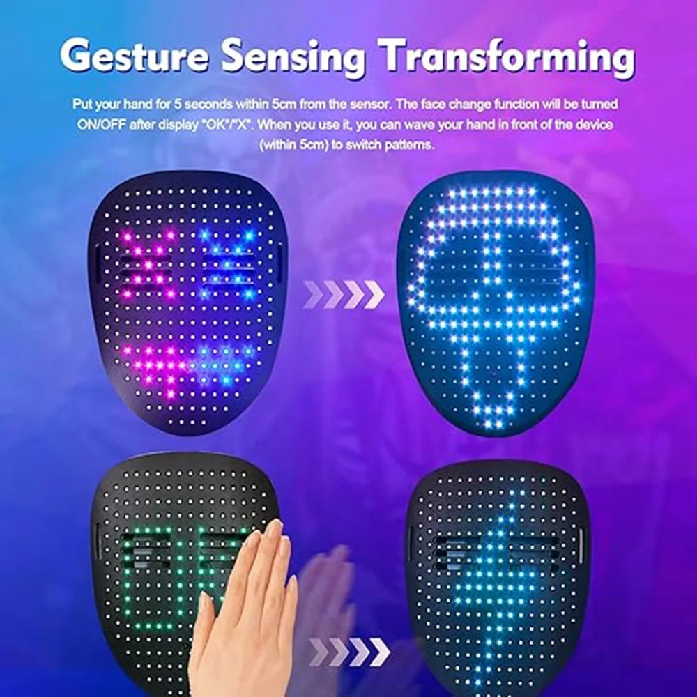 LED Mask Gesture Sensing Light Up Face Mask Halloween 2025 - Tophatter Daily Deals
