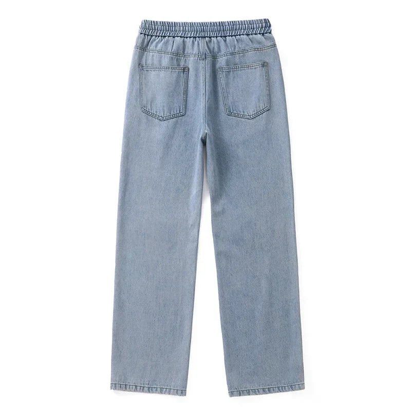 Stretchy Men Wide Leg Jeans - Drawstring Waist, Denim - Tophatter Daily Deals