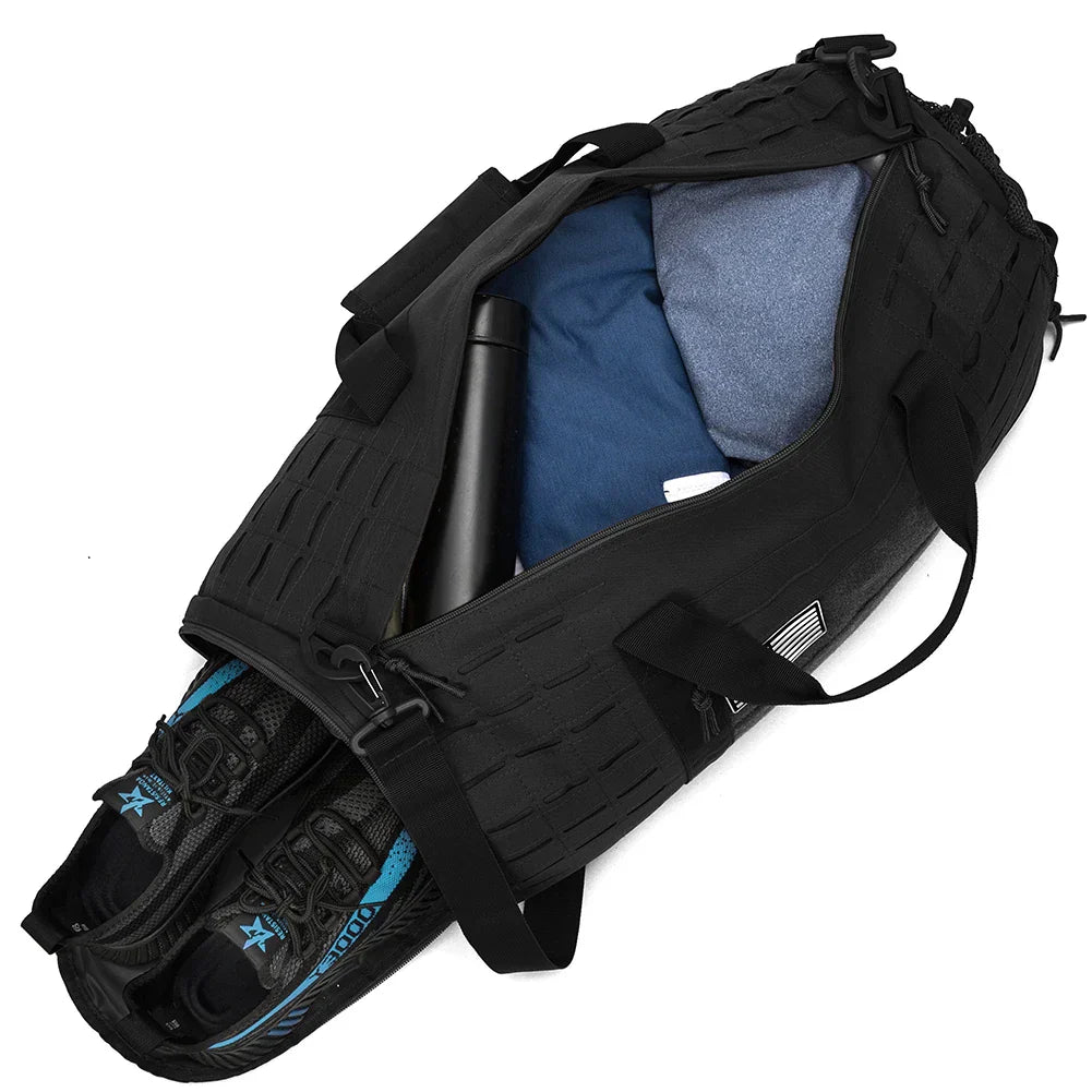40L Tactical Sports Gym Travel Duffel Bag Black Duffel Bags - Tophatter Daily Deals