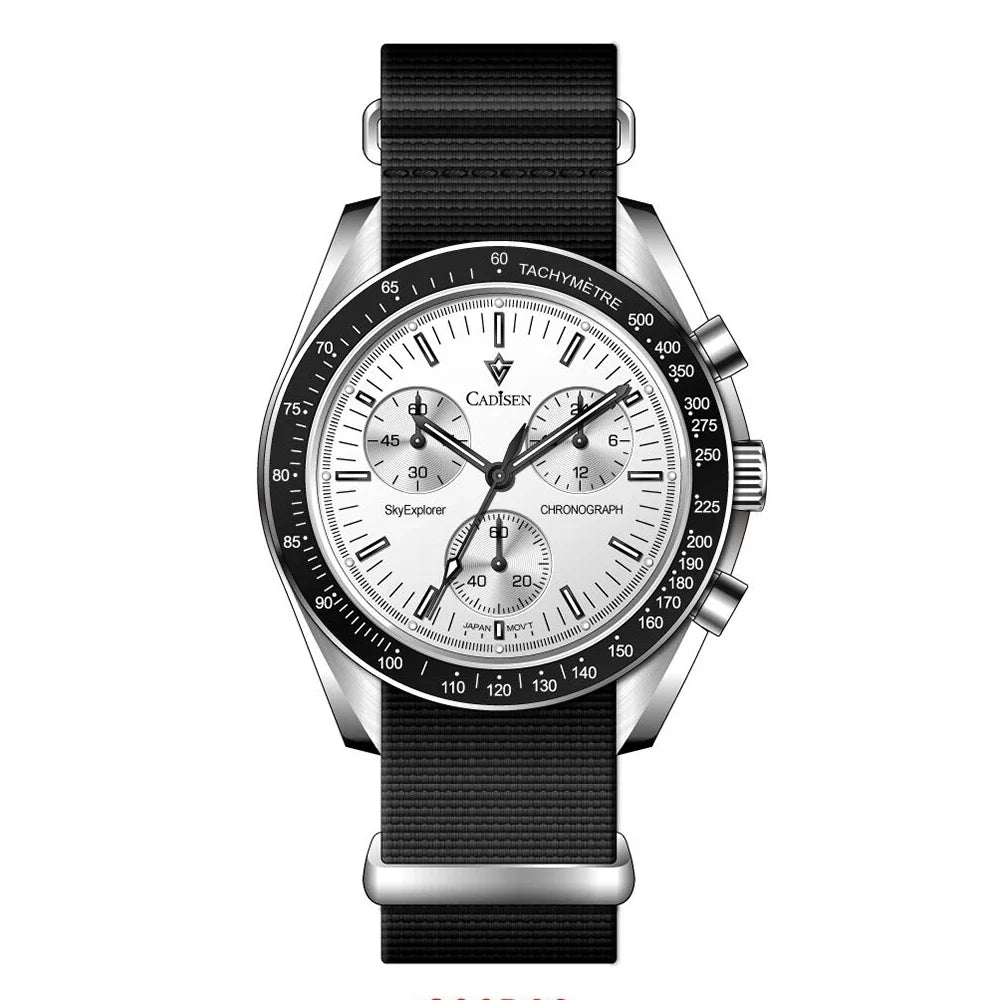Quartz Chronograph Canvas Watch With Sapphire Crystal White - Tophatter Daily Deals