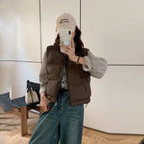 Lightweight Women's Down Vest - Cropped Boxy, Duck Fill Coffee - Tophatter Daily Deals