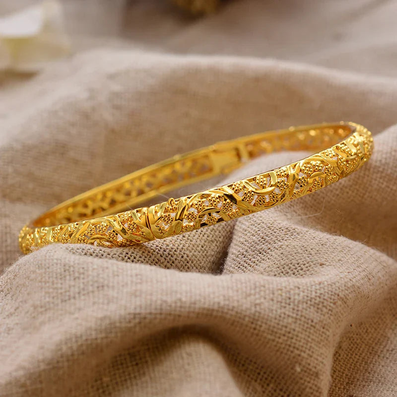 Gold Plated Bangles Luxury Arabic Wedding Bracelet - Tophatter Daily Deals