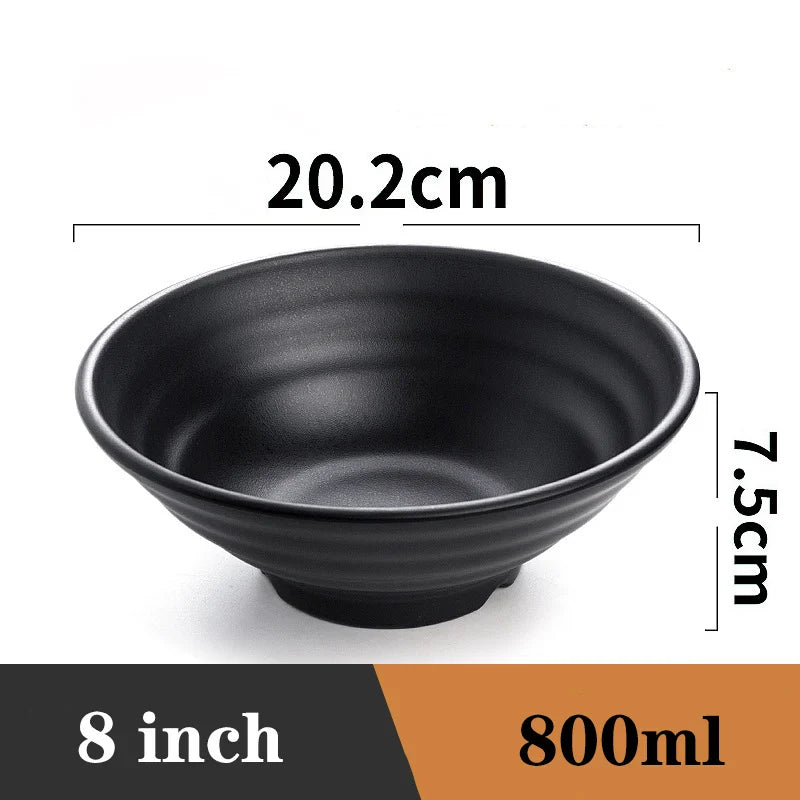 Ramen Bowl Black Plastic Japanese Style Noodle Bowl 1008L 8inch - Tophatter Daily Deals