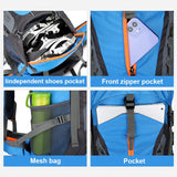 70L Camping Backpack Tear-Resistant Rucksack Blue Backpacks - Tophatter Daily Deals