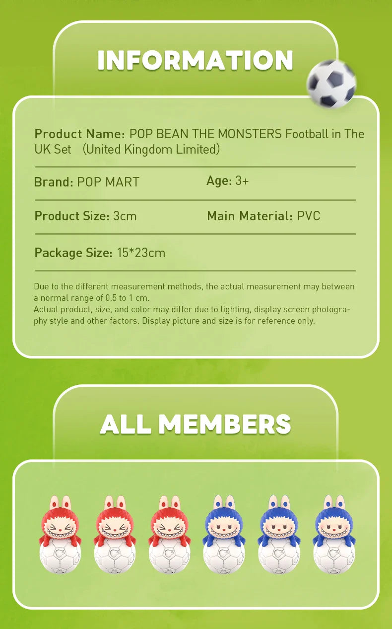 Genuine Pop Mart The Monsters Labubu Pop Bean Football in The UK Set Mythical - Tophatter Daily Deals