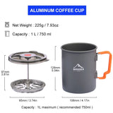 Camping Pot with French Press 750ml Grey Camp Cooking - Tophatter Daily Deals